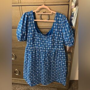 RHODE Blue and White Patterned Blouse